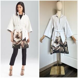 Josie Natori Light Dressy Runway Coat Floral Topper Belted Sz M Retails $1495